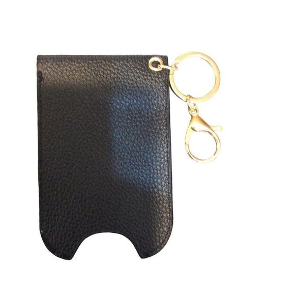 𝅺HAND Sanitizer Case With Key Ring Black Leather - Picture 2 of 2